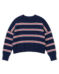navy sweater with red and white stripes