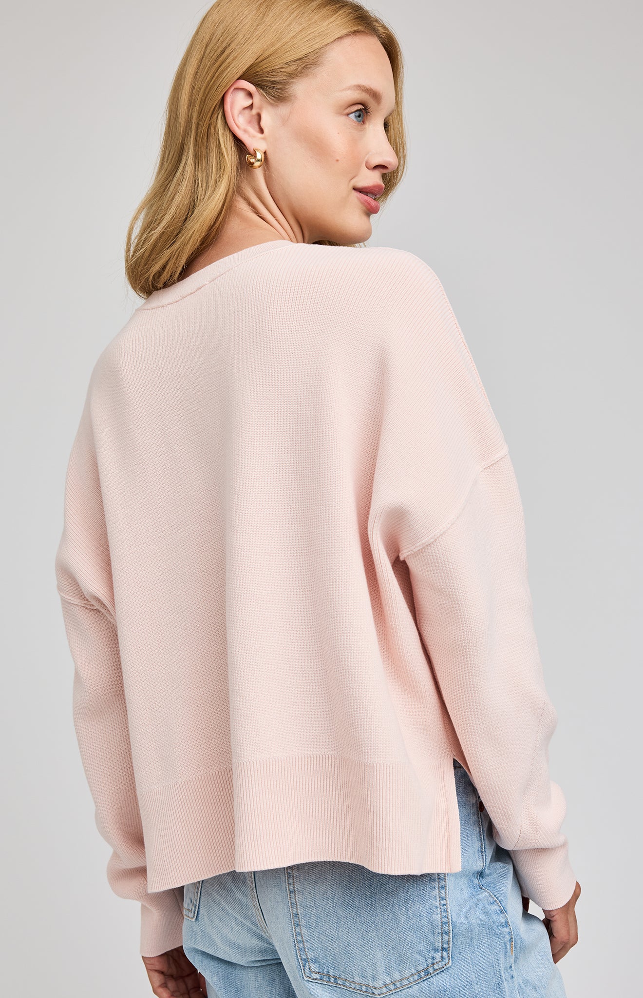light pink crew neck sweater