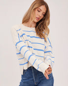 cropped sweater in white with blue stripes