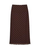 midi skirt in brown with polka dots