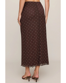 midi skirt in brown with polka dots