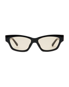 cat eye statement sunglasses with black frame and brown lenses 