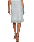midi satin skirt with lace at the bottom
