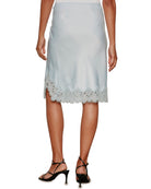 midi satin skirt with lace at the bottom
