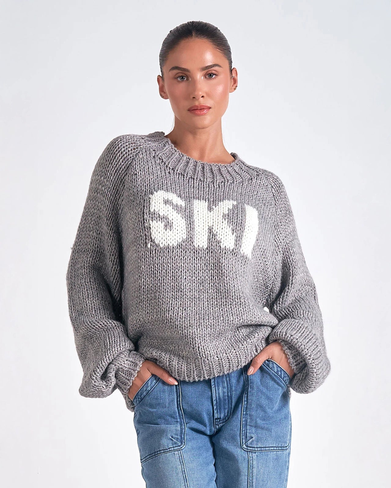 Elan Ski Crew Neck Sweater in Grey