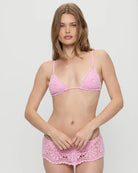 pink crochet bikini top