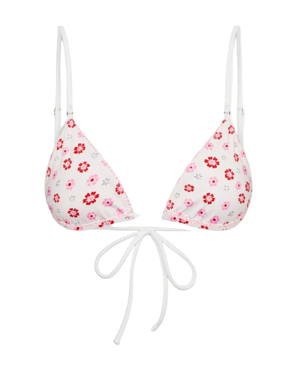 pink, white and red floral bikini top