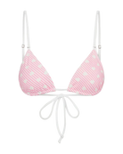 pink stripe and polka dot bikini top