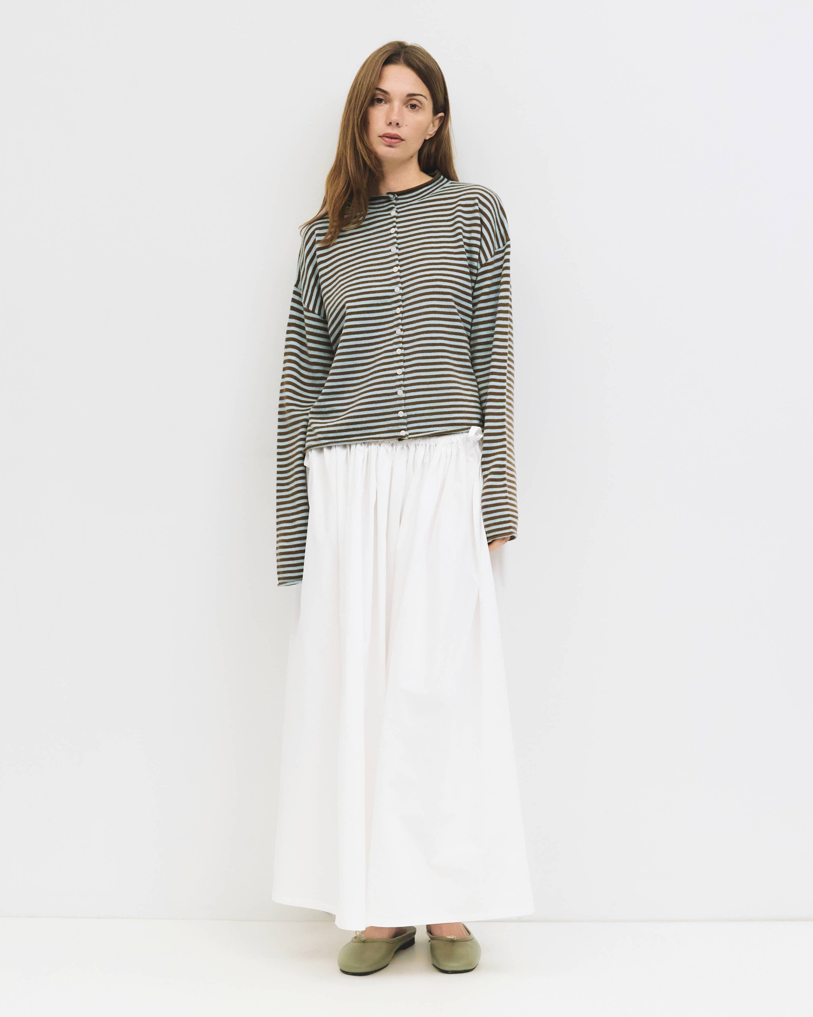 blue and brown stripe cardigan