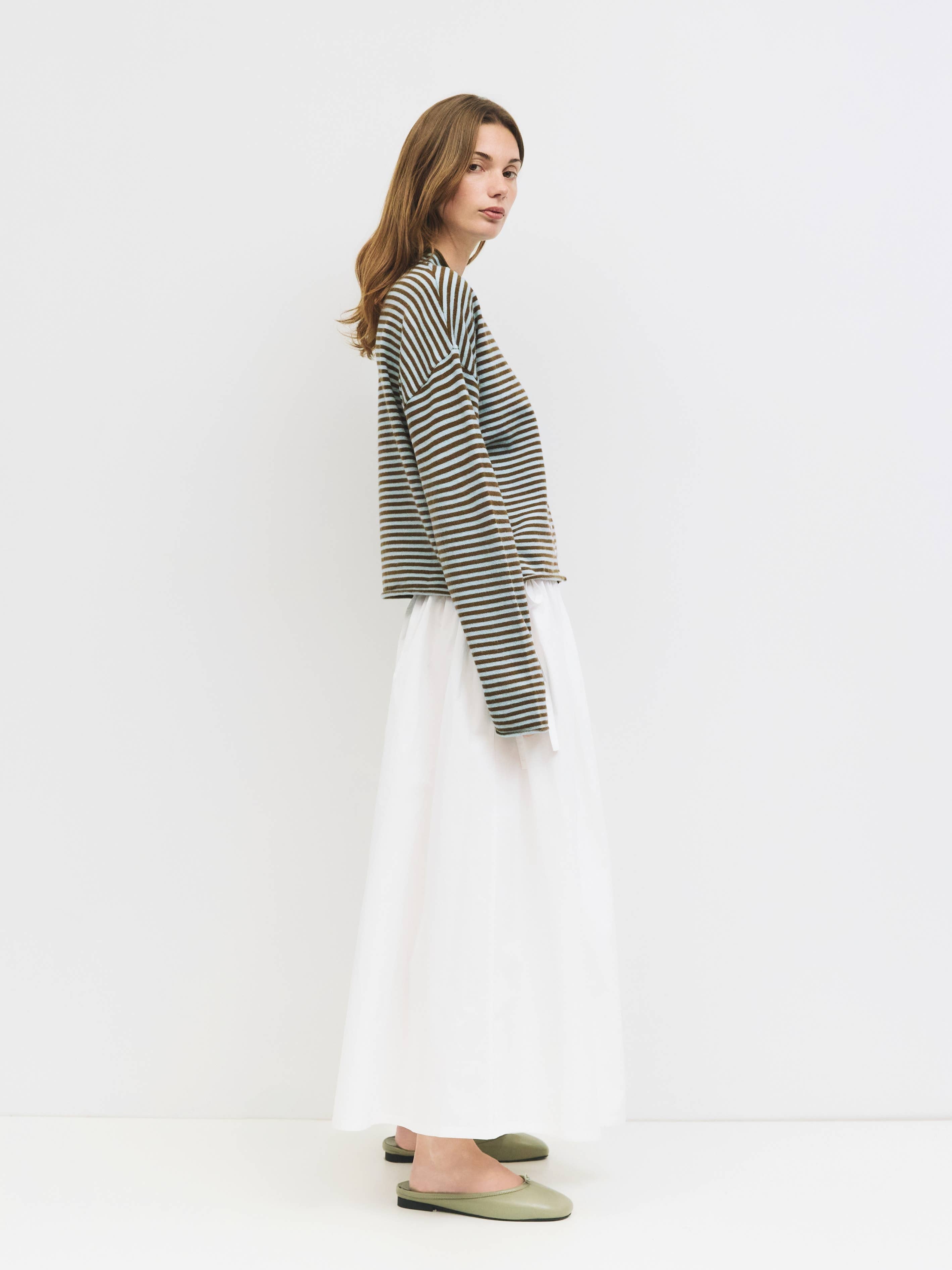 blue and brown stripe cardigan