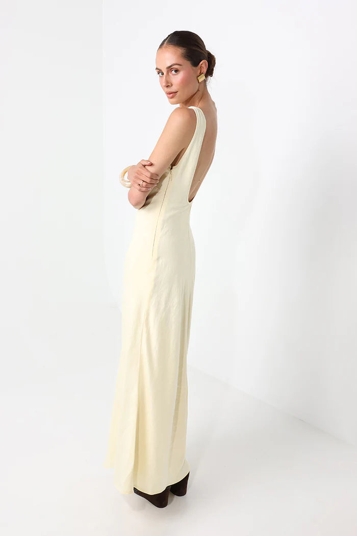 maxi dress in pale yellow