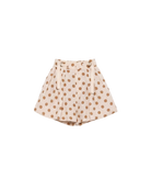 cream bubble shorts with brown polka dots