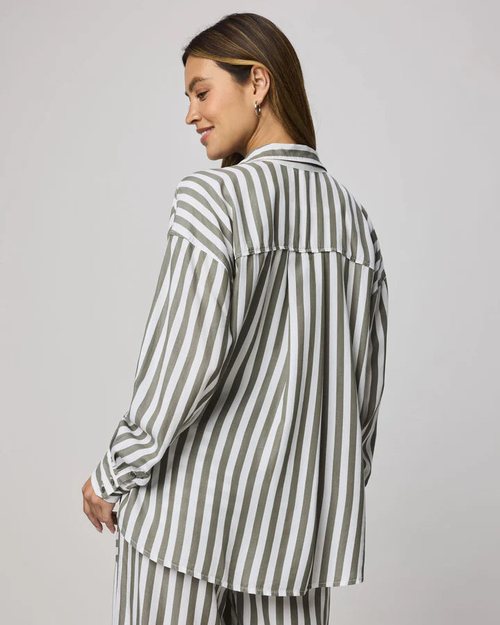green and white stripe blouse