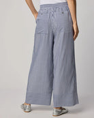 wide leg striped pant in navy