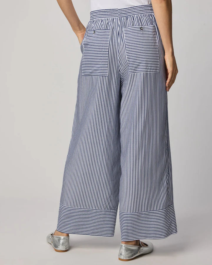 wide leg striped pant in navy
