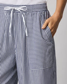 wide leg striped pant in navy