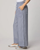wide leg striped pant in navy