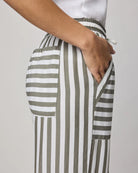 wide leg stripe pant in green and white