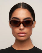 oval sunglasses in brown