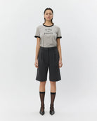 knee length suiting shorts in dark grey