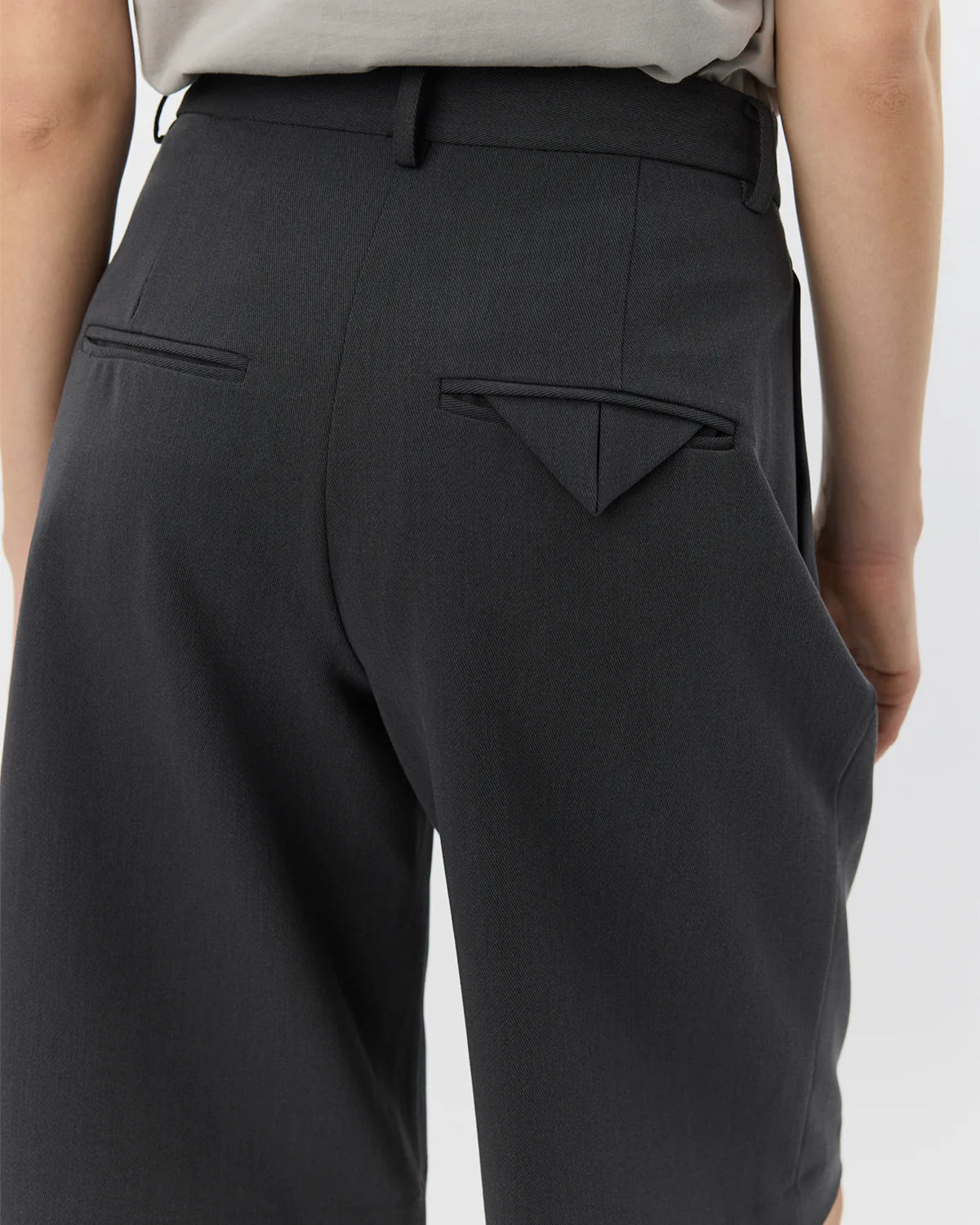 knee length suiting shorts in dark grey