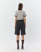 knee length suiting shorts in dark grey