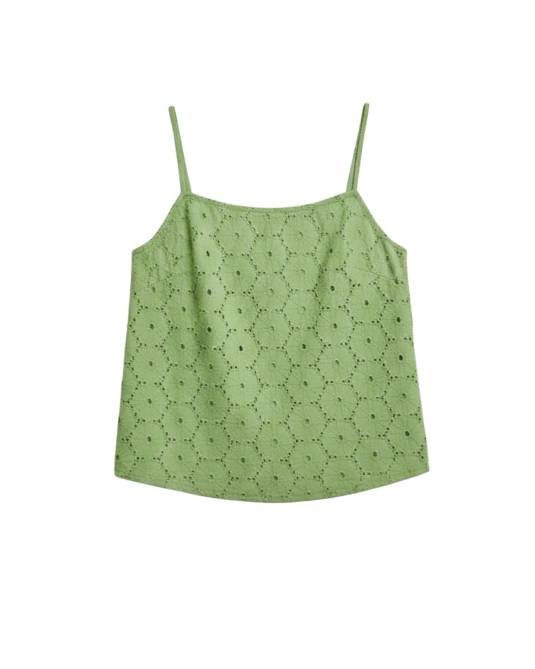 green eyelet tank top