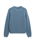 blue chunky knit sweater