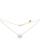 gold necklace with a square diamond pendant 
