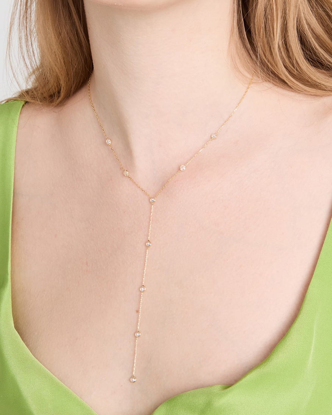 gold and diamond drop necklace