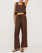 wide leg pant with a drawstring