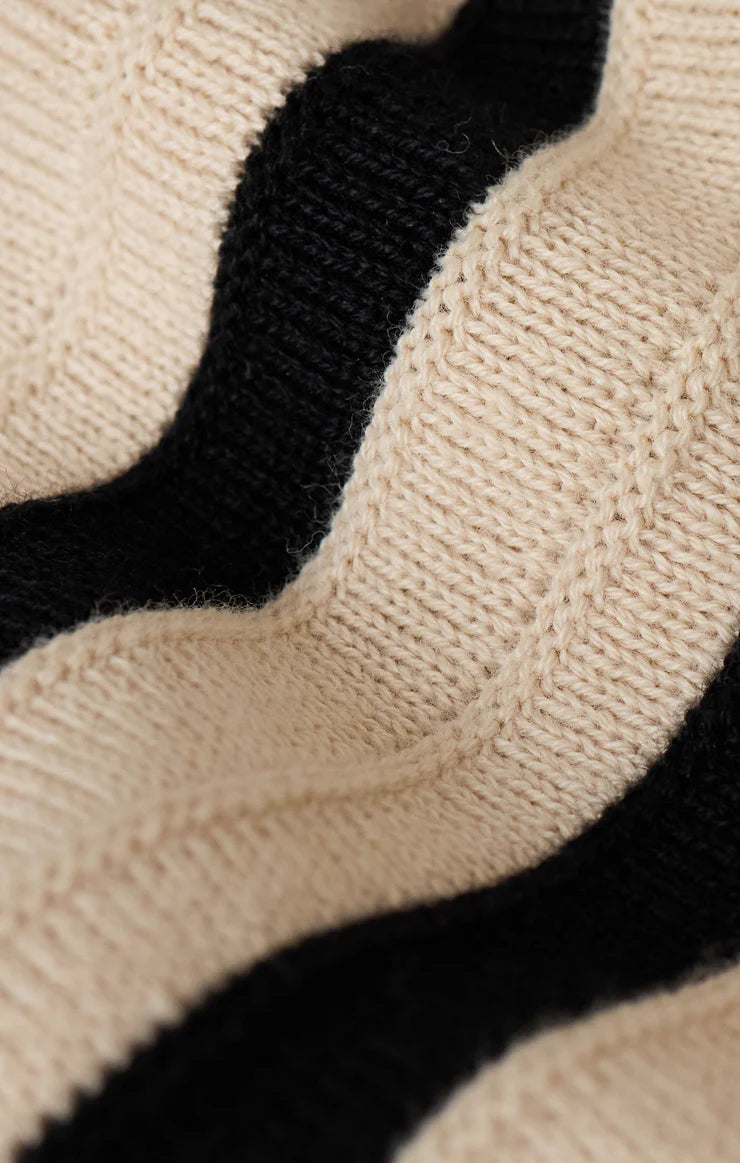 midii knit skirt in natural and back stripes