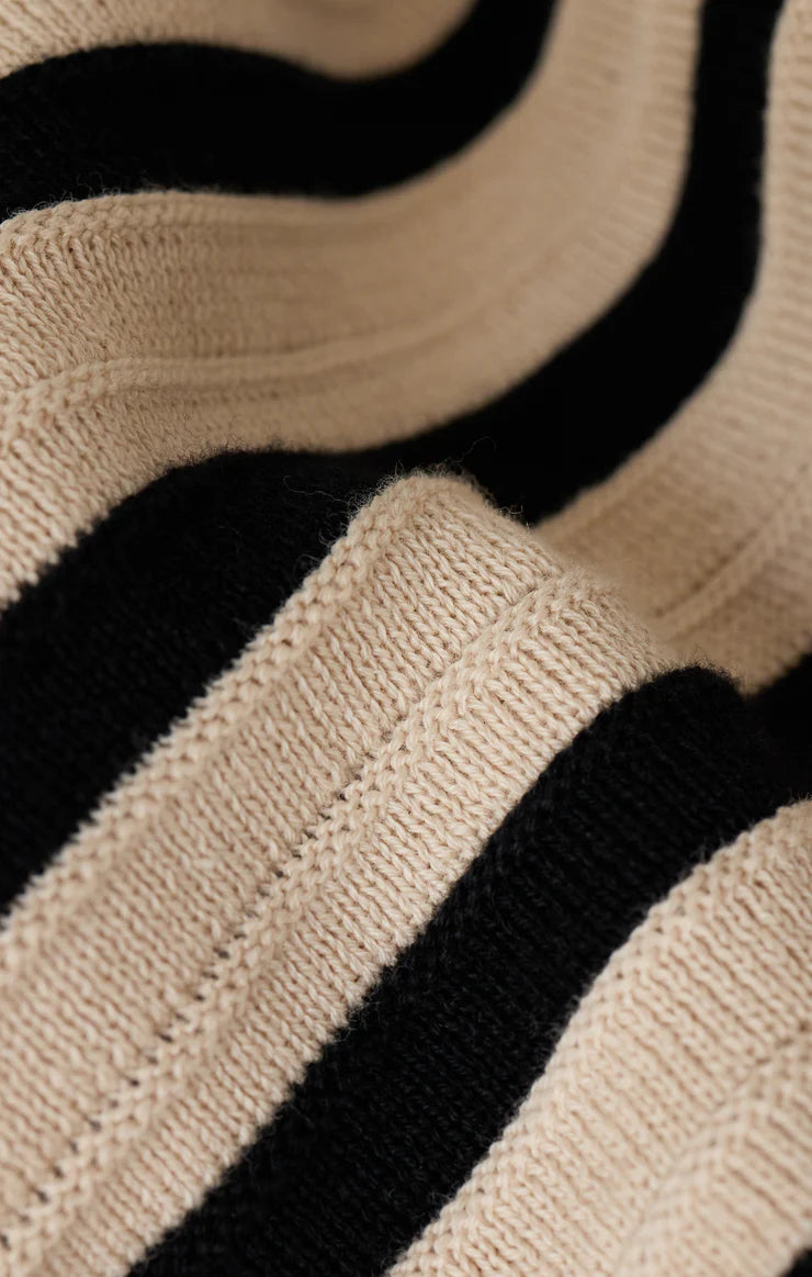 beige and black striped knit tank