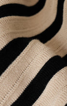 beige and black striped knit tank
