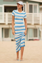 blue and white stripe dress