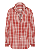 red and white checkered button up blouse