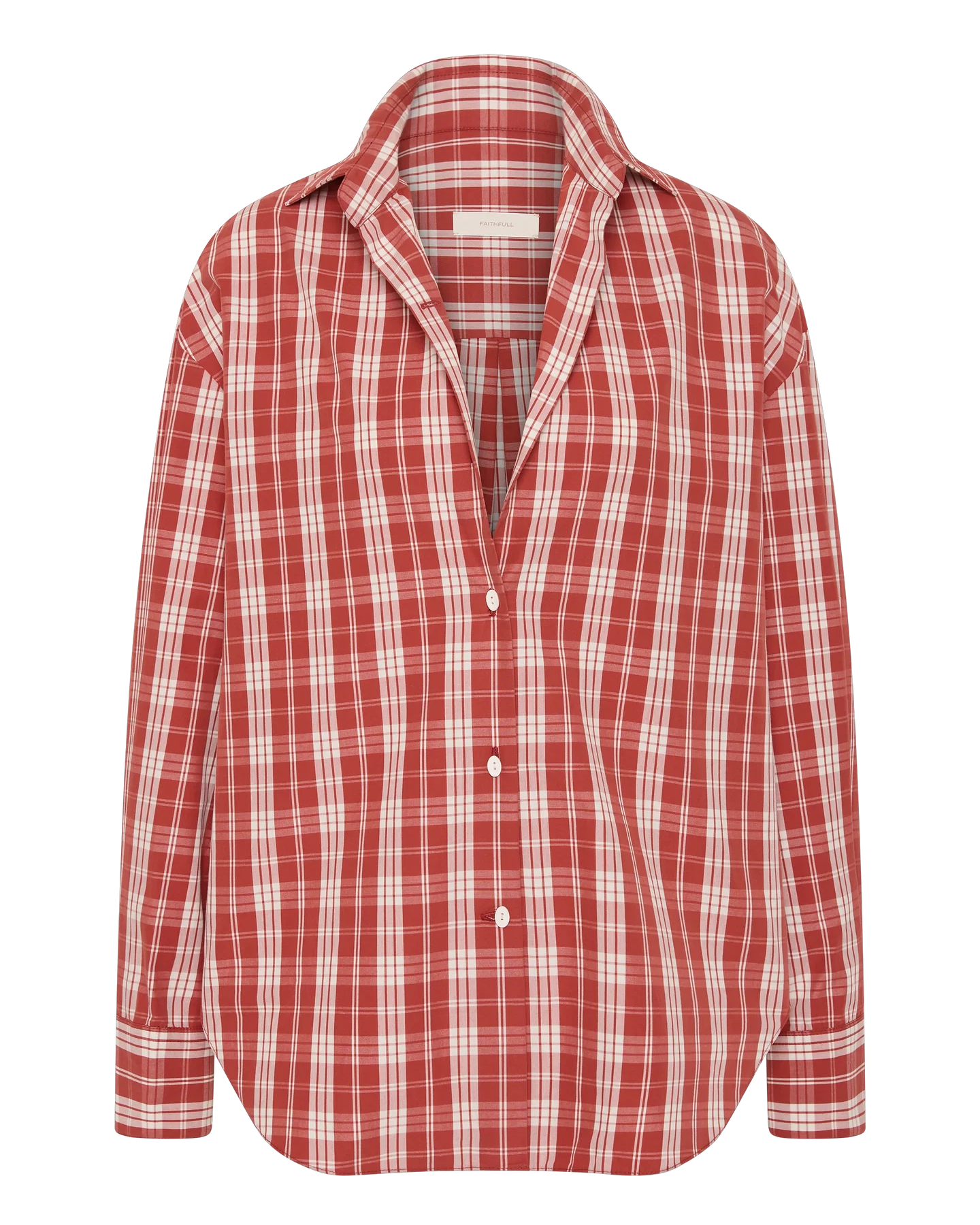 red and white checkered button up blouse