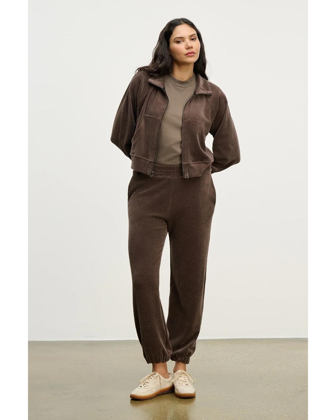 brown velour sweatpants