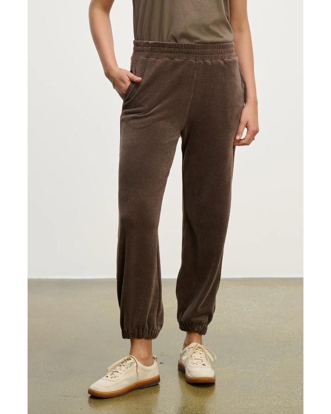 brown velour sweatpants