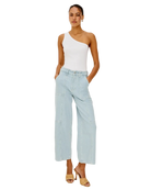 white ribbed one shoulder tank top