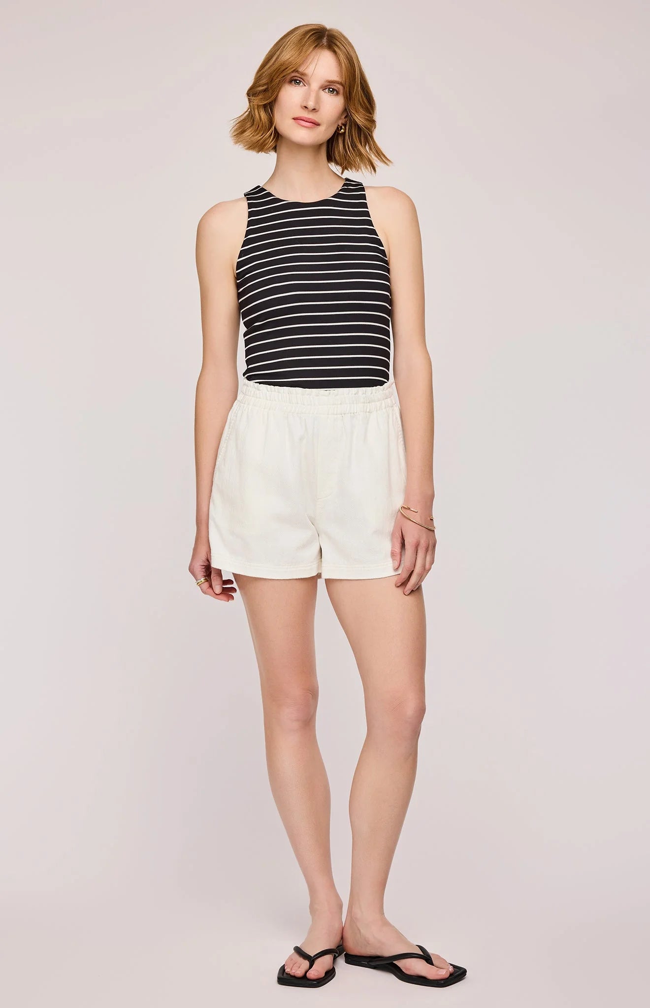 a black and white striped tank top