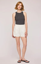 a black and white striped tank top