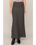 midi black plaid skirt