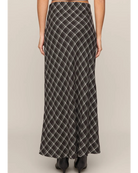 midi black plaid skirt
