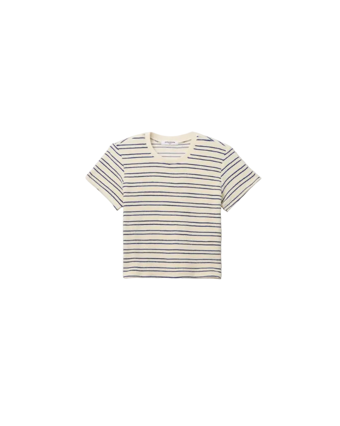 short sleeve stripe tee in blue and cream