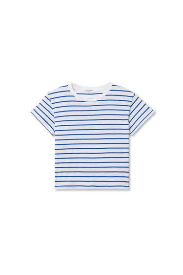 crop t-shirt in white with blue stripes