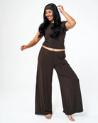 wide leg lounge pant in brown