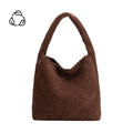 woven suede shoulder bag in brown
