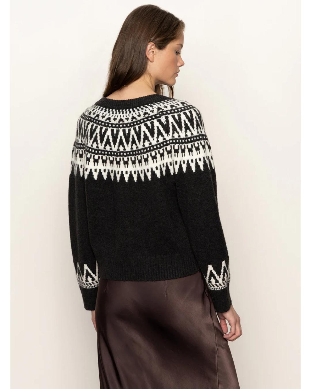 fairisle cardigan in black with white details