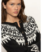 fairisle cardigan in black with white details